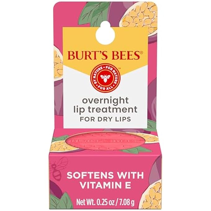 Burt's Bees OVERNIGHT LIP SLEEPING MASK, 0.25 OZ - MOISTURIZING, HYDRATING, EXFOLIATING, REDUCES FINE LINES, CERAMIDE INFUSED, PASSIONFRUIT SCENT - Image 1